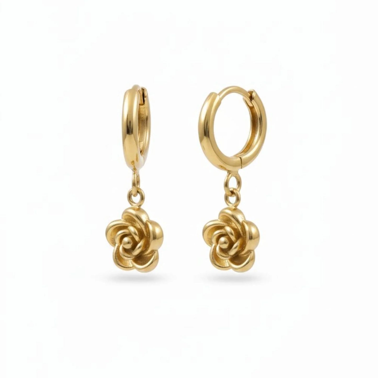 18K Gold Plated Rose Knot Hoop Drop Earrings - RACHIVA