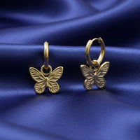 18K Gold Plated Butterfly Hoop Drop Earrings - RACHIVA