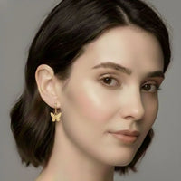 18K Gold Plated Butterfly Hoop Drop Earrings - RACHIVA