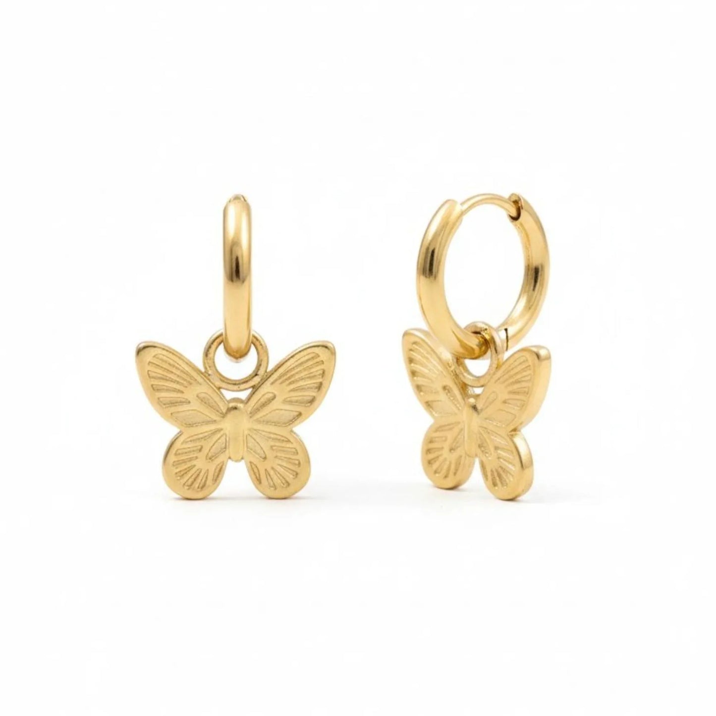 18K Gold Plated Butterfly Hoop Drop Earrings - RACHIVA