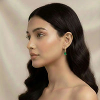 18K Gold Plated Green Teardrop Zircon Hoop Earrings - RACHIVA