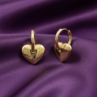 18K Gold Plated Heart Charm Hoop Earrings - RACHIVA