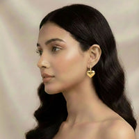 18K Gold Plated Heart Charm Hoop Earrings - RACHIVA