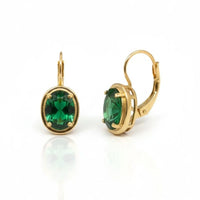 18K Gold Plated Green Zircon Oval Drop Earrings - RACHIVA
