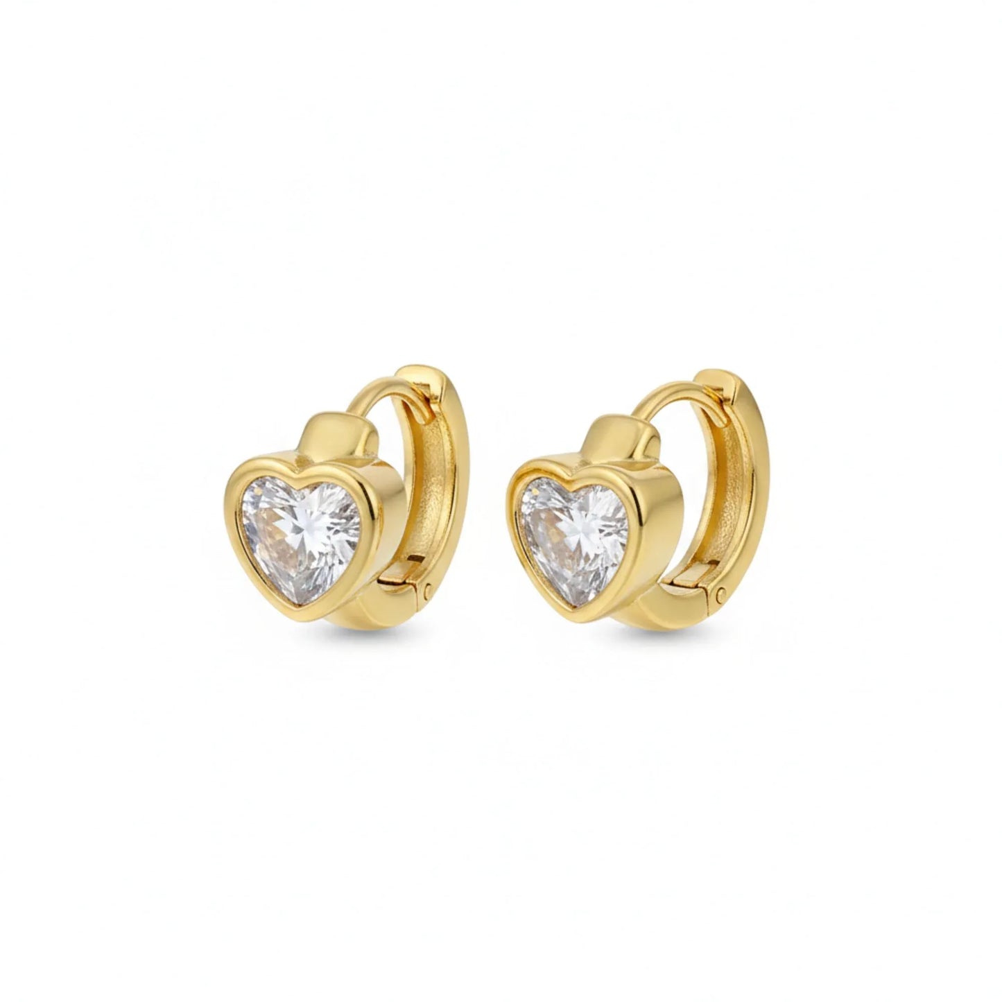 18K Gold Plated Heart Zircon Huggie Earrings - RACHIVA