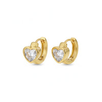 18K Gold Plated Heart Zircon Huggie Earrings - RACHIVA