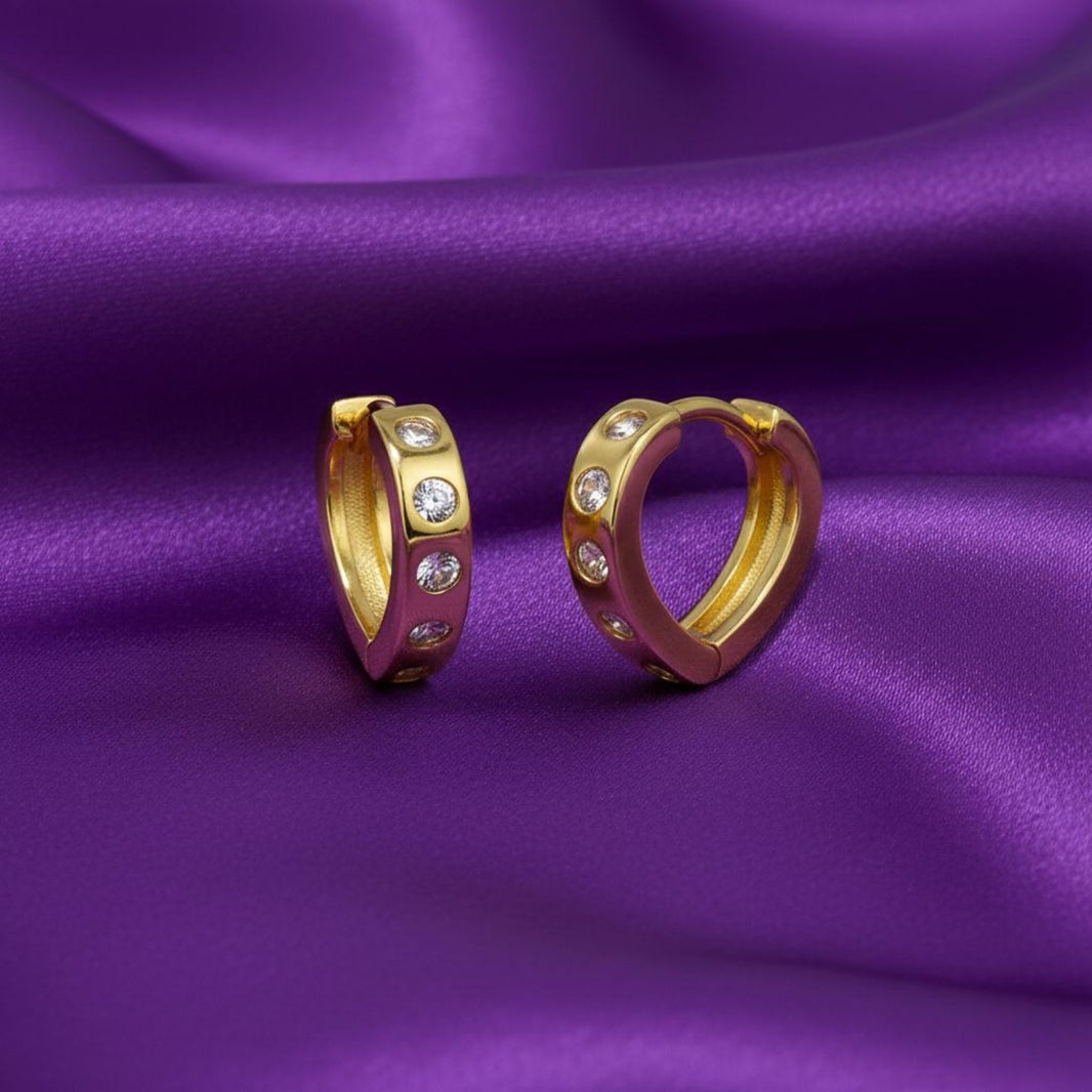 18K Gold Plated Round Zircon Hoop Earrings