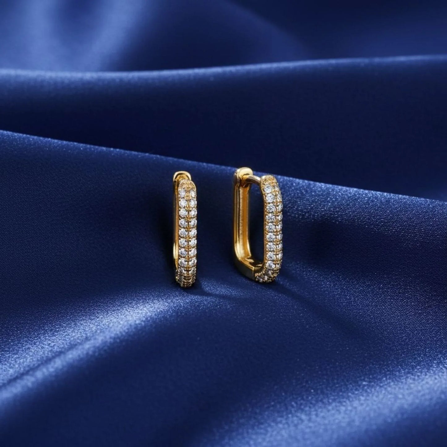 18K Gold Plated Pavé Zircon Hoop Earrings - RACHIVA