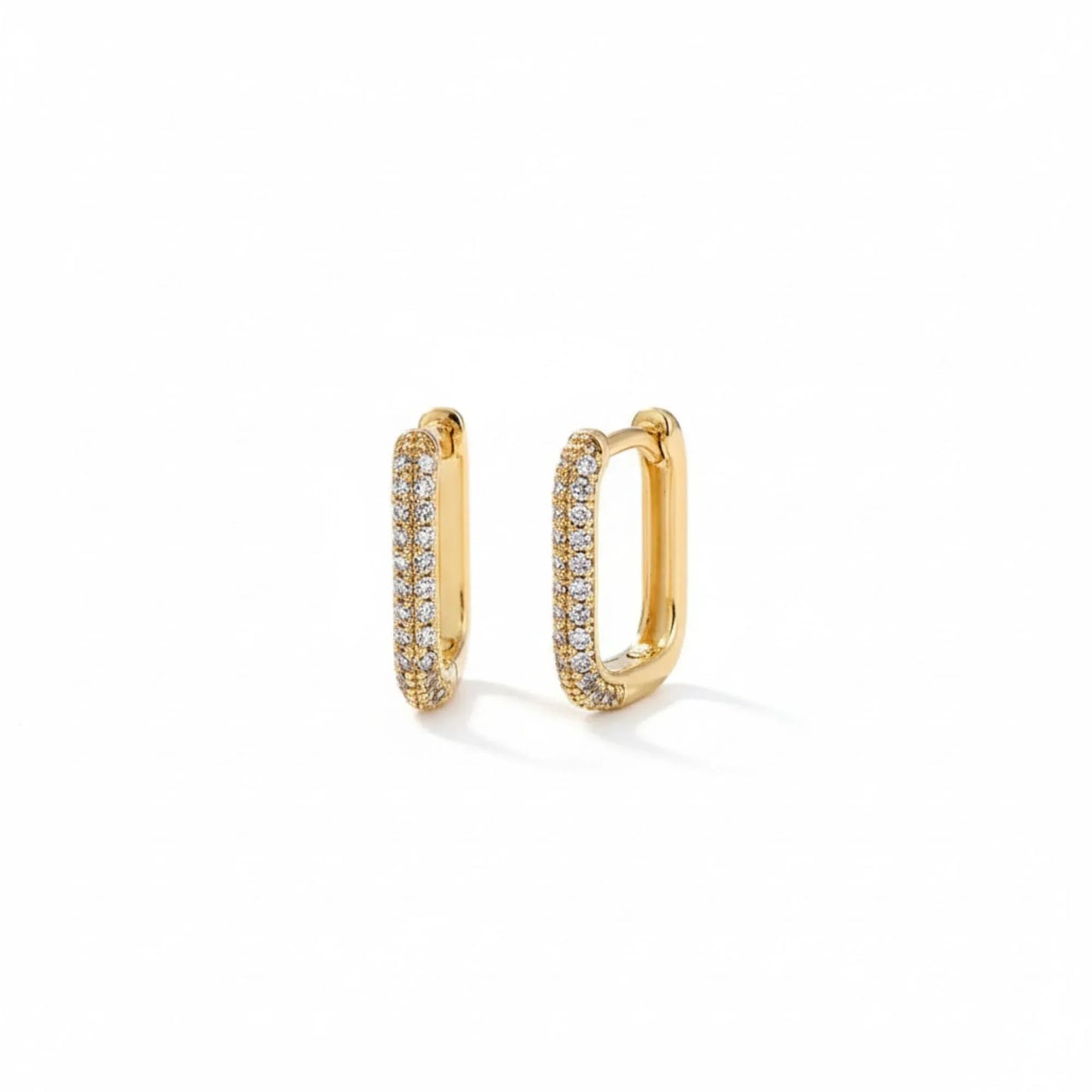 18K Gold Plated Pavé Zircon Hoop Earrings - RACHIVA