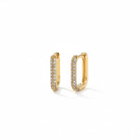 18K Gold Plated Pavé Zircon Hoop Earrings - RACHIVA