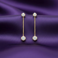 18K Gold Plated Linear Zircon Drop Earrings - RACHIVA