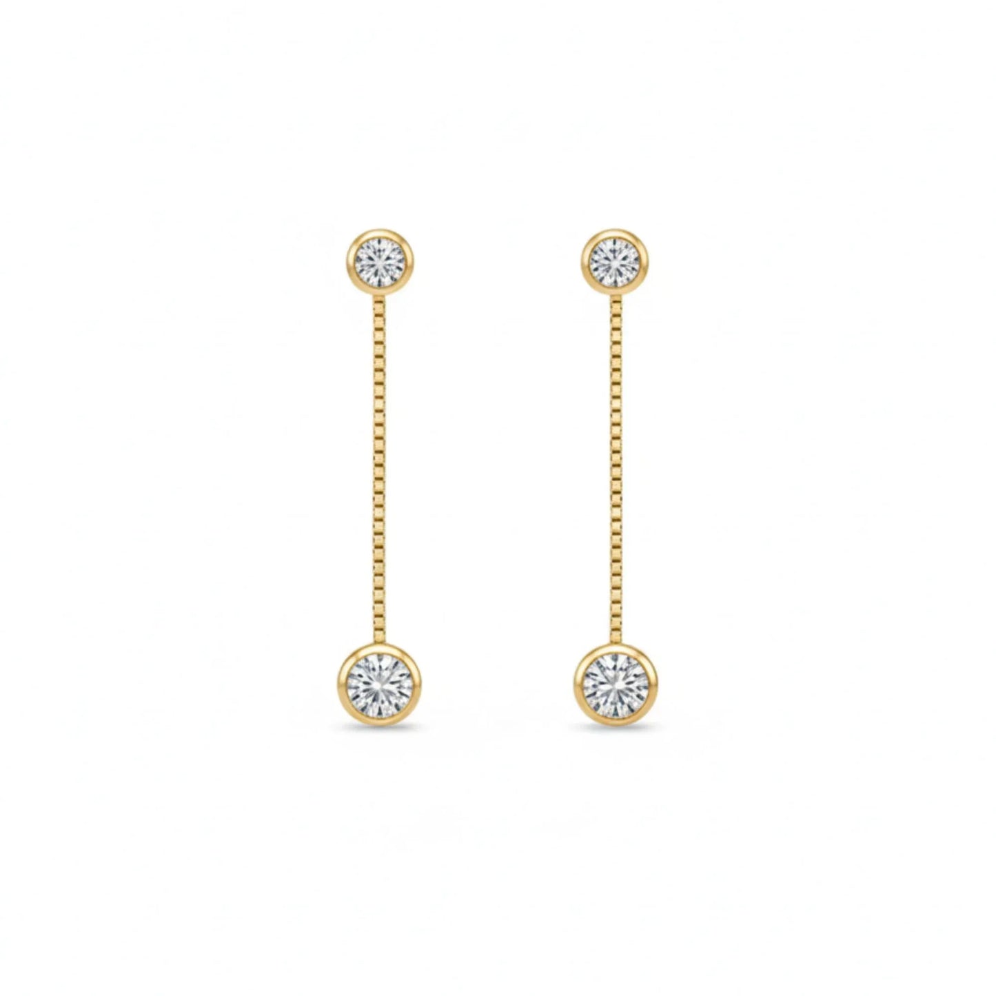 18K Gold Plated Linear Zircon Drop Earrings - RACHIVA