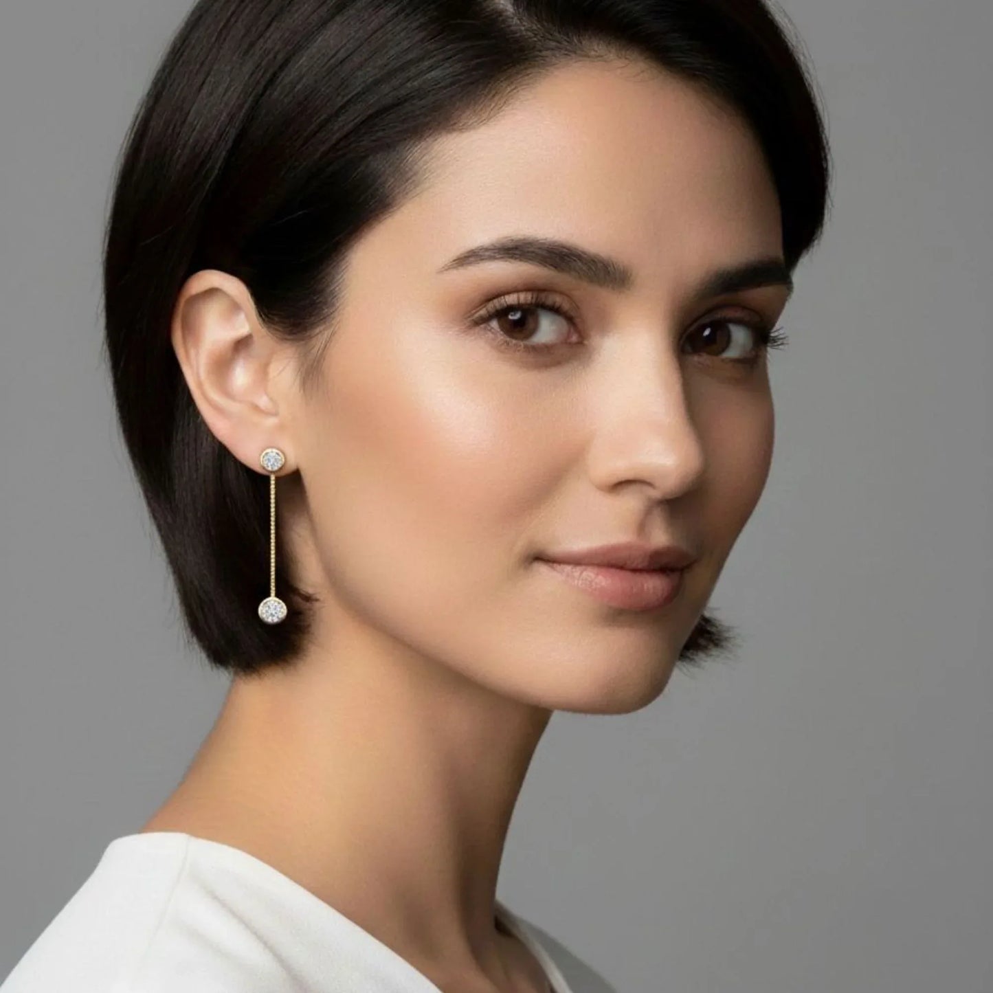 18K Gold Plated Linear Zircon Drop Earrings - RACHIVA