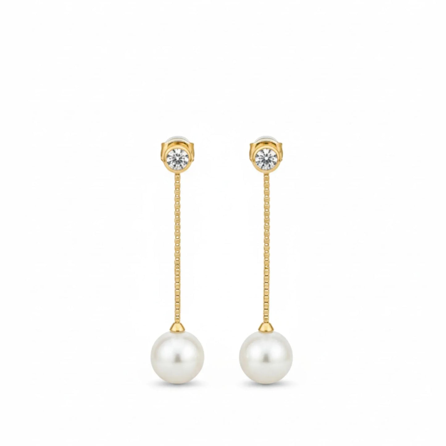 18K Gold Plated Pearl Drop Zircon Earrings - RACHIVA