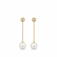 18K Gold Plated Pearl Drop Zircon Earrings - RACHIVA