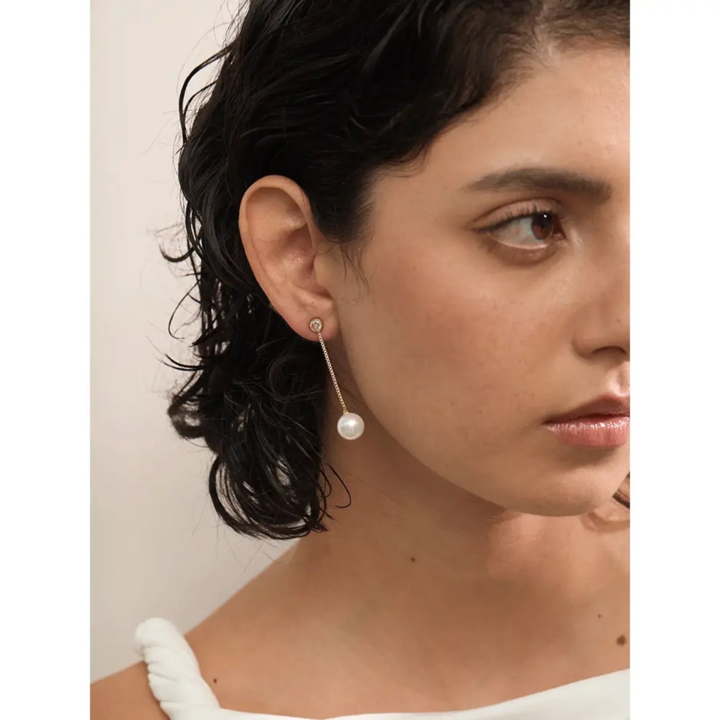 18K Gold Plated Pearl Drop Zircon Earrings - RACHIVA