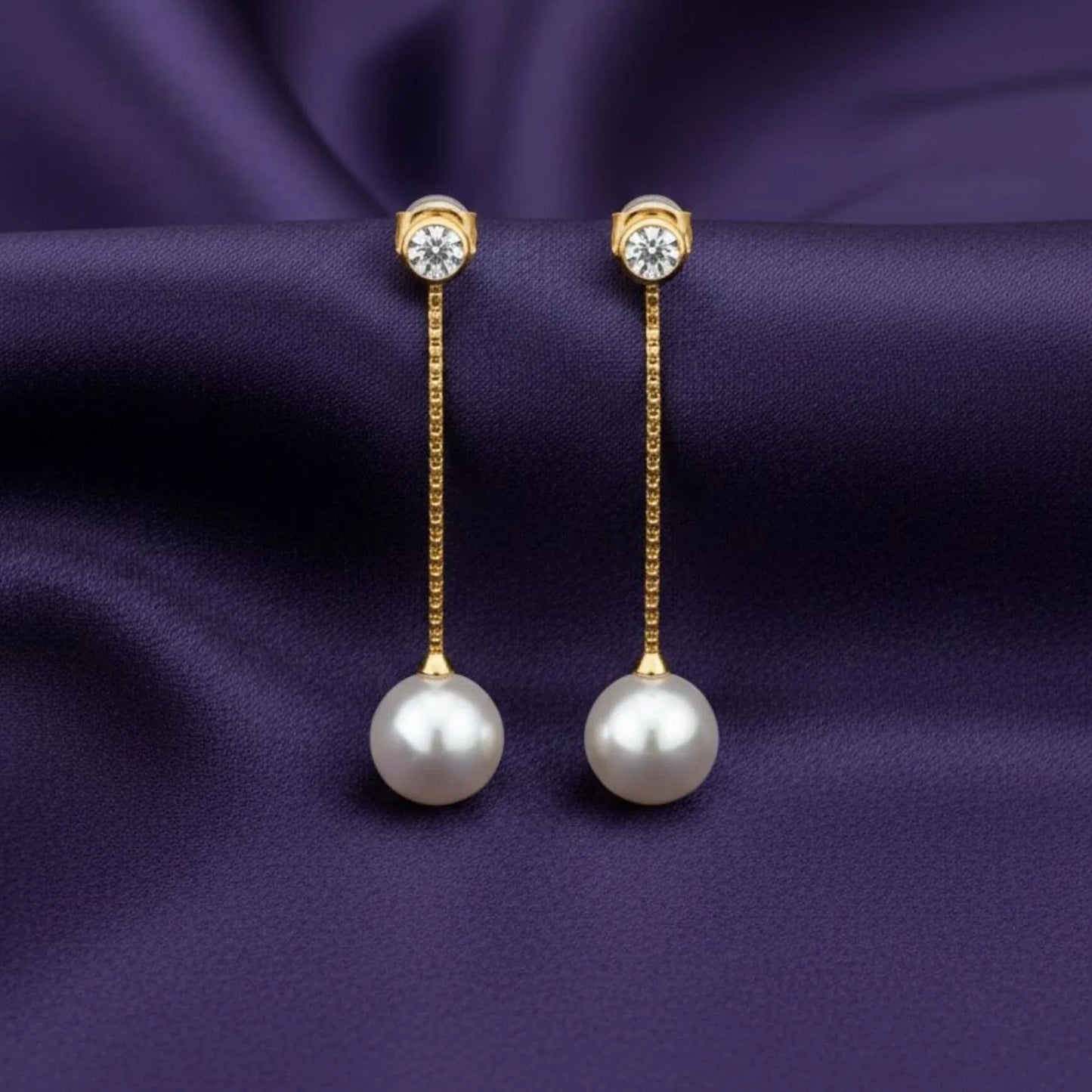 18K Gold Plated Pearl Drop Zircon Earrings - RACHIVA