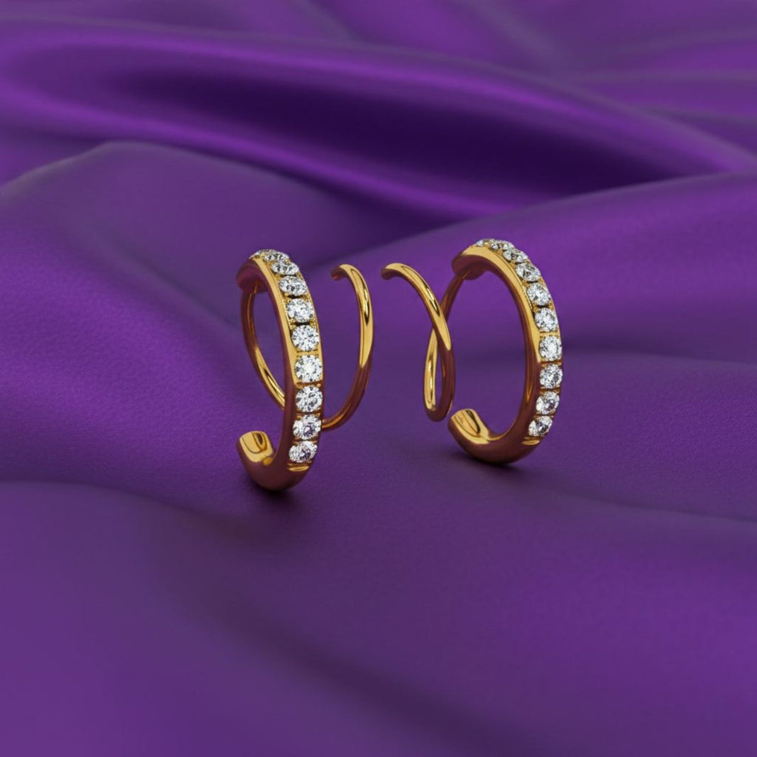 18K Gold Plated Zircon Curved Hoop Earrings