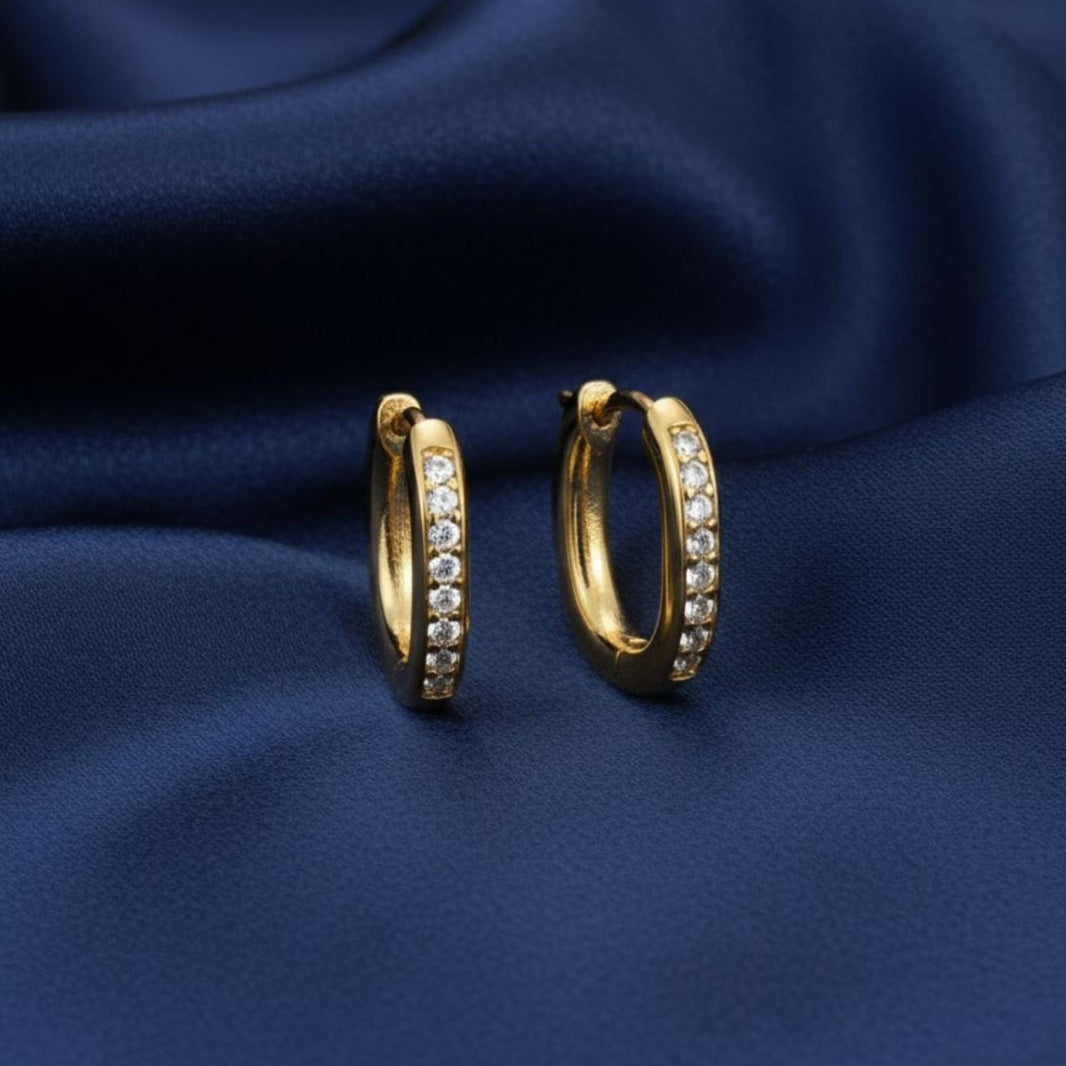 18K Gold Plated Zircon Mini Hoop Earrings
