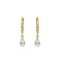 18K Gold Plated Zircon Drop Hoop Earrings