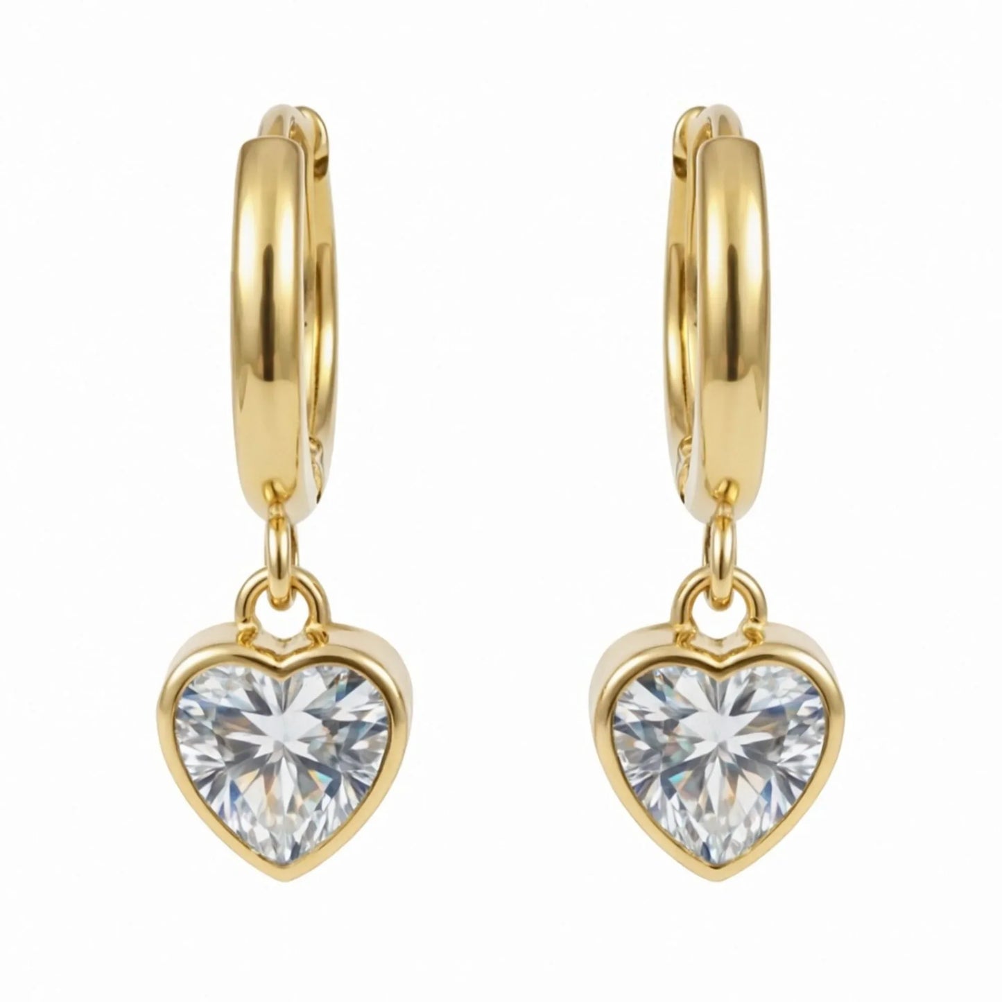 18K Gold Plated Heart Zircon Hoop Earrings - RACHIVA