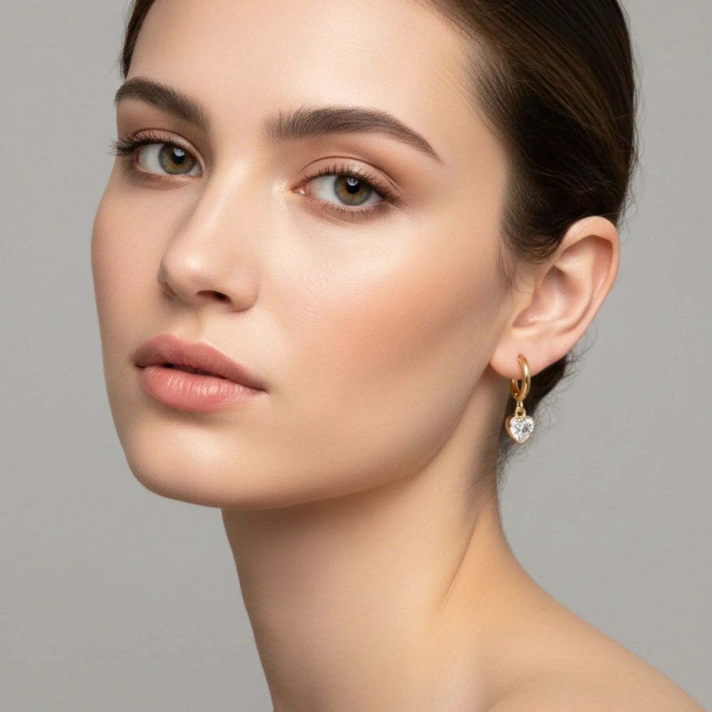 18K Gold Plated Heart Zircon Hoop Earrings - RACHIVA