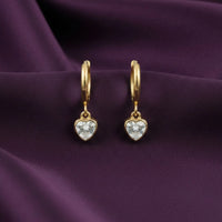 18K Gold Plated Heart Zircon Hoop Earrings - RACHIVA