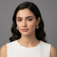 18K Gold Plated Pearl Hoop Earrings - RACHIVA