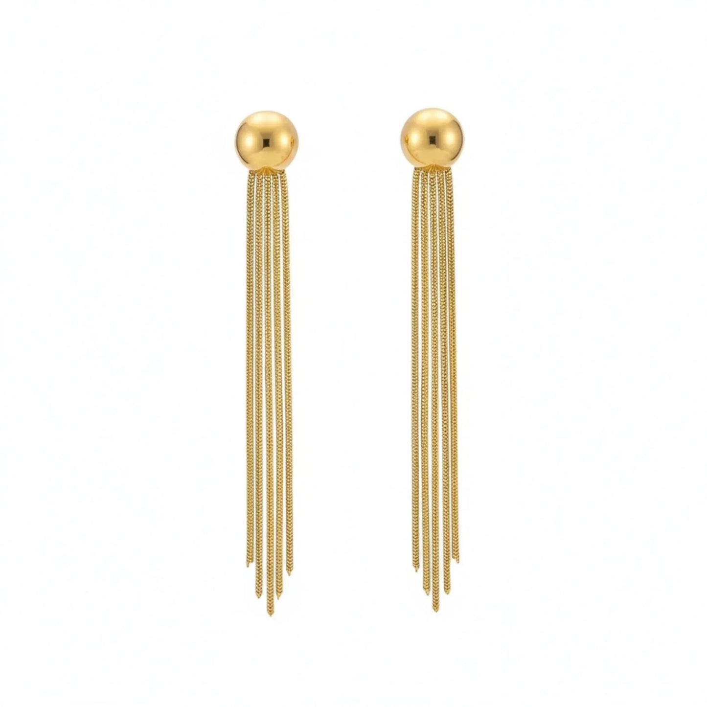 18K Gold Plated Long Tassel Drop Earrings - RACHIVA