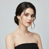 18K Gold Plated Long Tassel Drop Earrings - RACHIVA