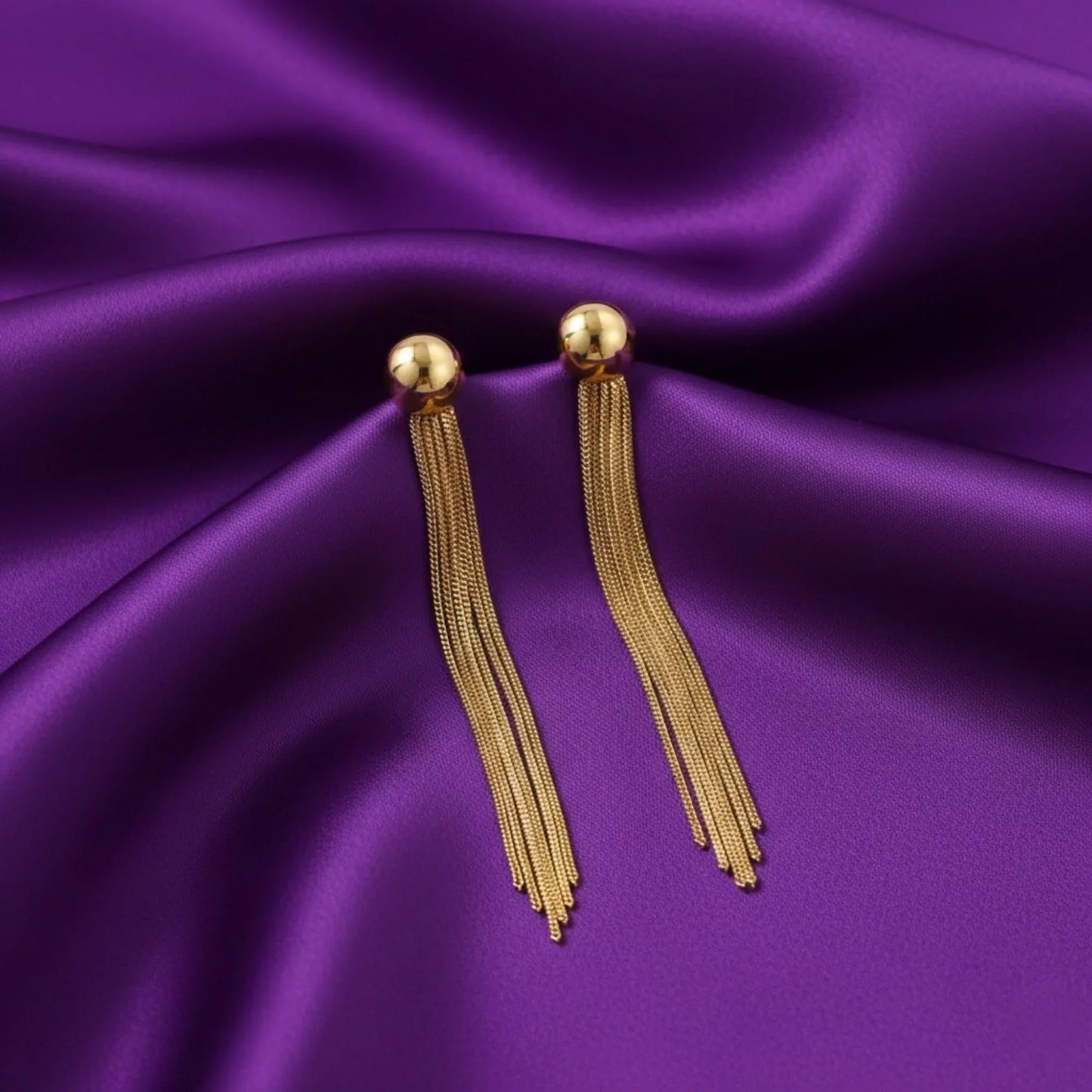 18K Gold Plated Long Tassel Drop Earrings - RACHIVA