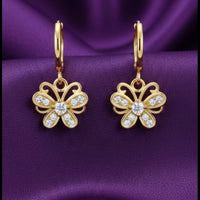 18K Gold Plated Butterfly Zircon Drop Hoop Earrings - RACHIVA