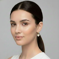 18K Gold Plated Pave Heart Zircon Drop Hoop Earrings - RACHIVA