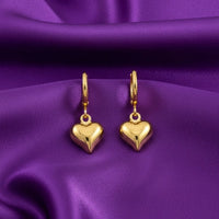 18K Gold Plated Minimal Heart Drop Hoop Earrings - RACHIVA