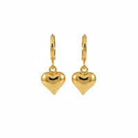 18K Gold Plated Minimal Heart Drop Hoop Earrings - RACHIVA