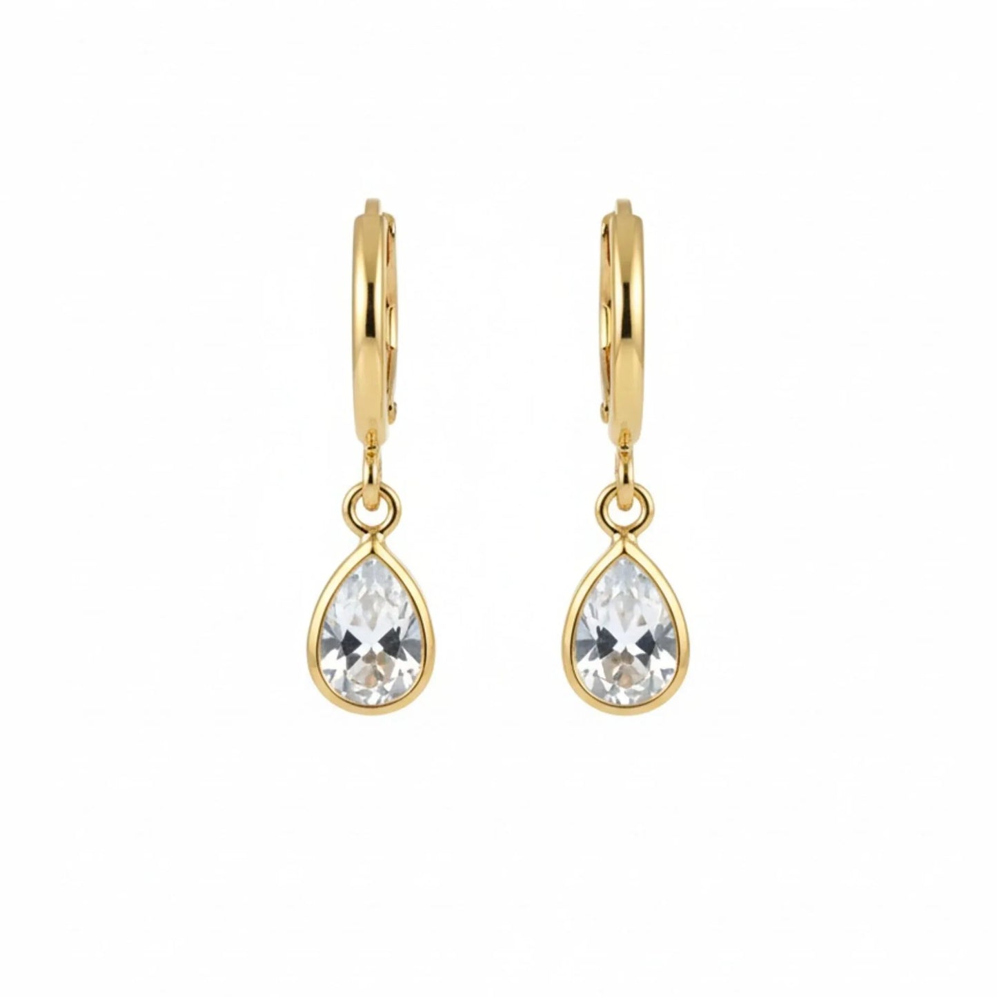 18K Gold Plated Minimal Pear Zircon Drop Earrings - RACHIVA