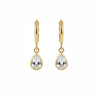 18K Gold Plated Minimal Pear Zircon Drop Earrings - RACHIVA