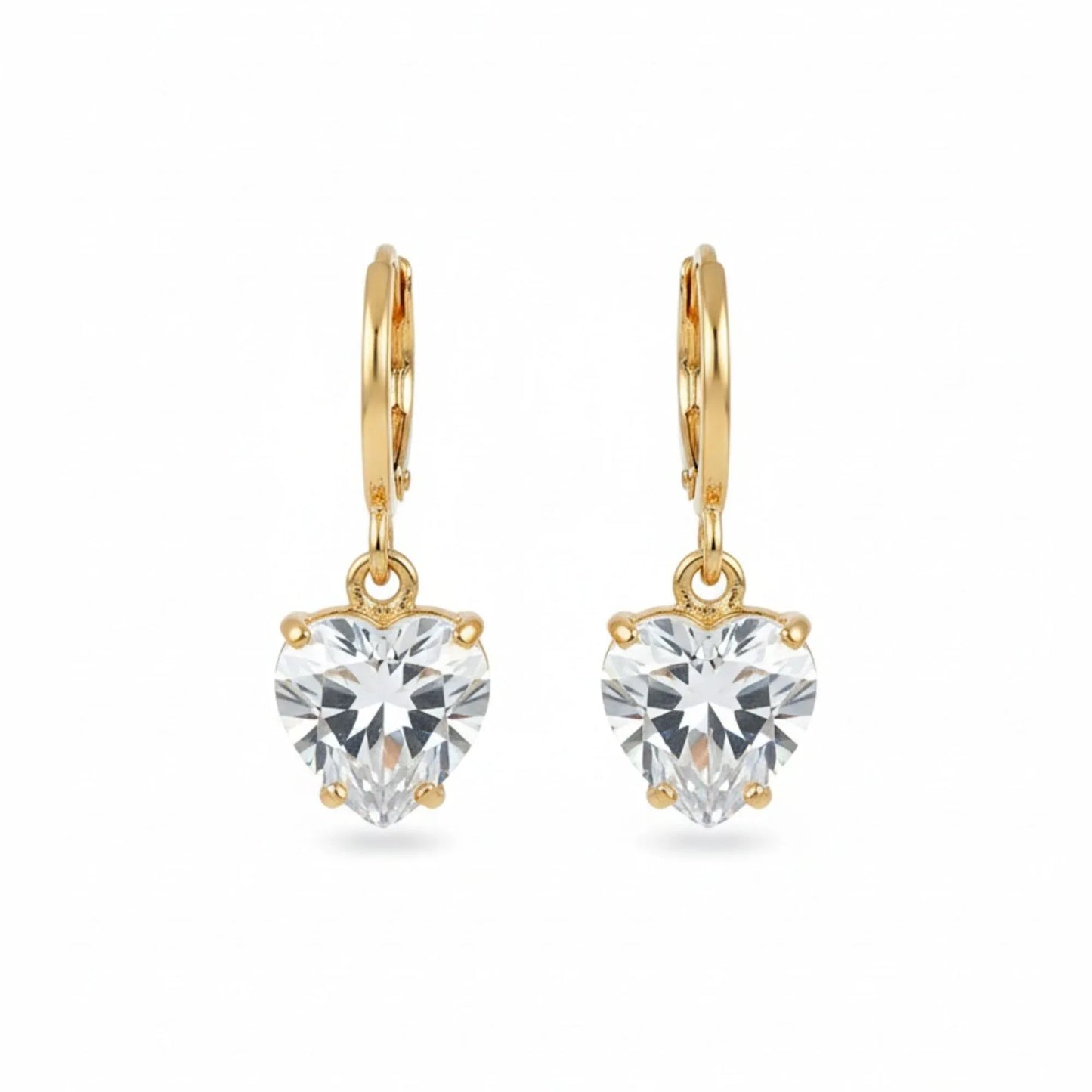 18K Gold Plated Classic Heart Zircon Drop Earrings - RACHIVA