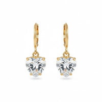 18K Gold Plated Classic Heart Zircon Drop Earrings - RACHIVA