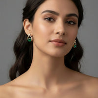 18K Gold Plated Emerald Curve Stud Earrings - RACHIVA