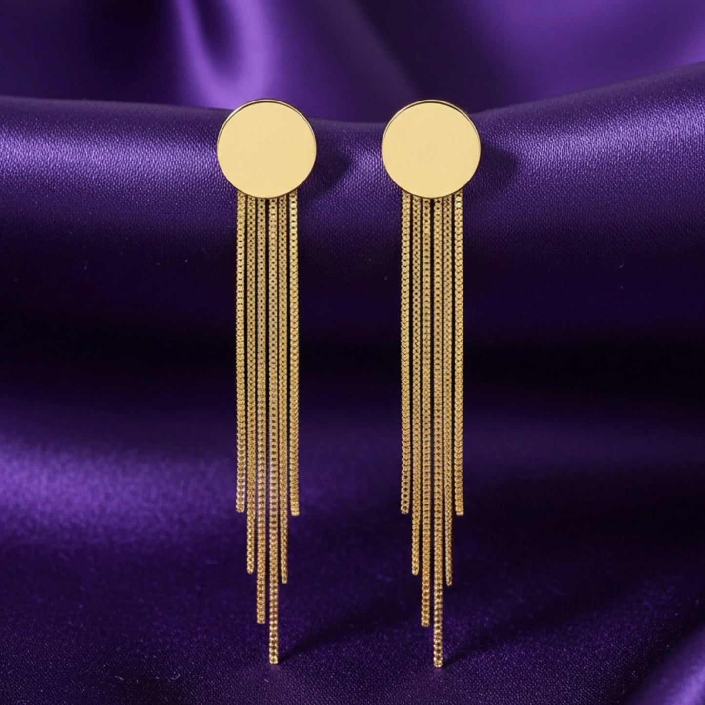 18K Gold Plated Long Tassel Statement Earrings - RACHIVA