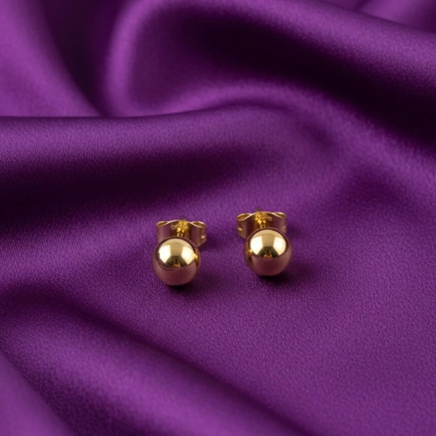 18K Gold Plated Classic Ball Stud Earrings - RACHIVA