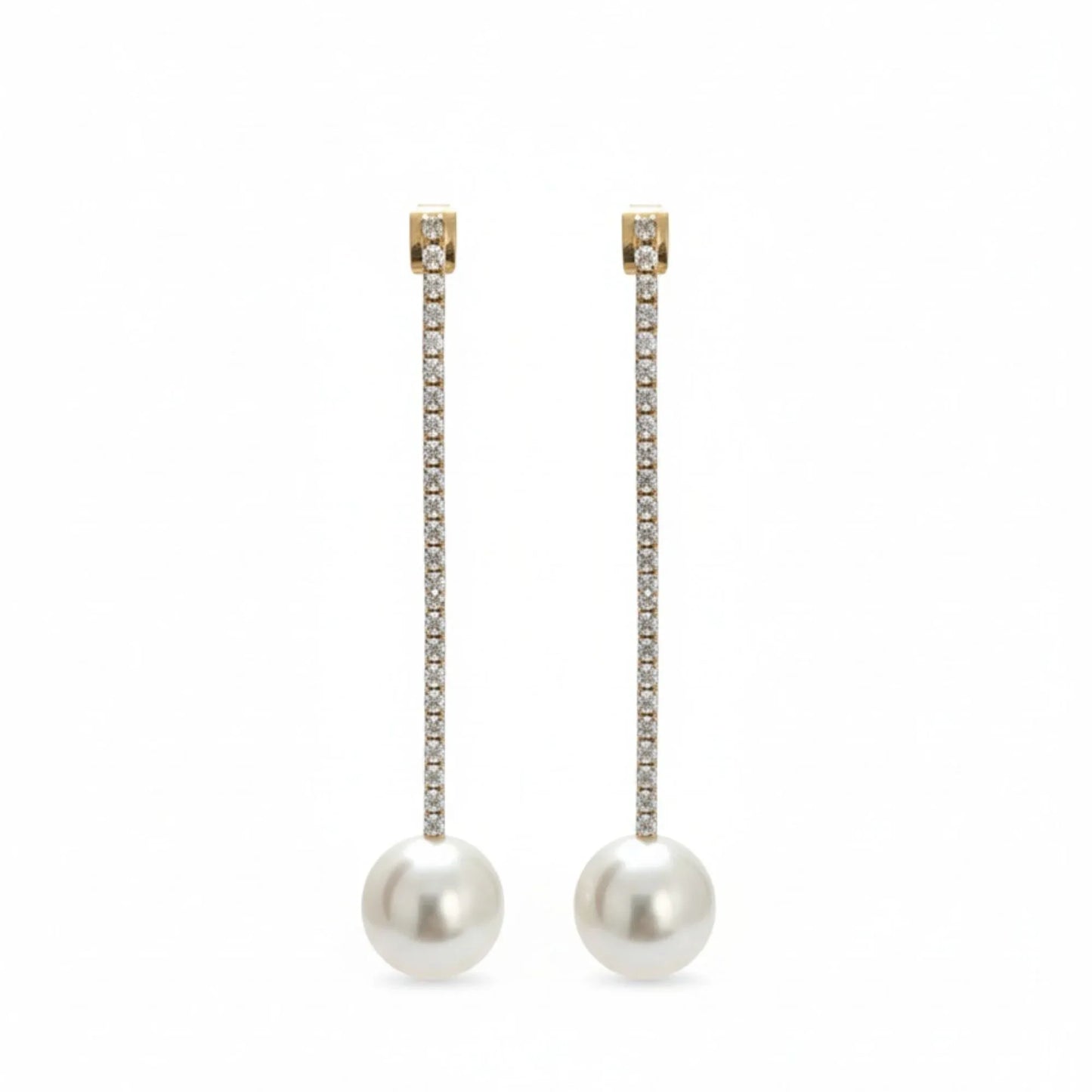 18K Gold Plated Pearl Drop Bar Earrings - RACHIVA