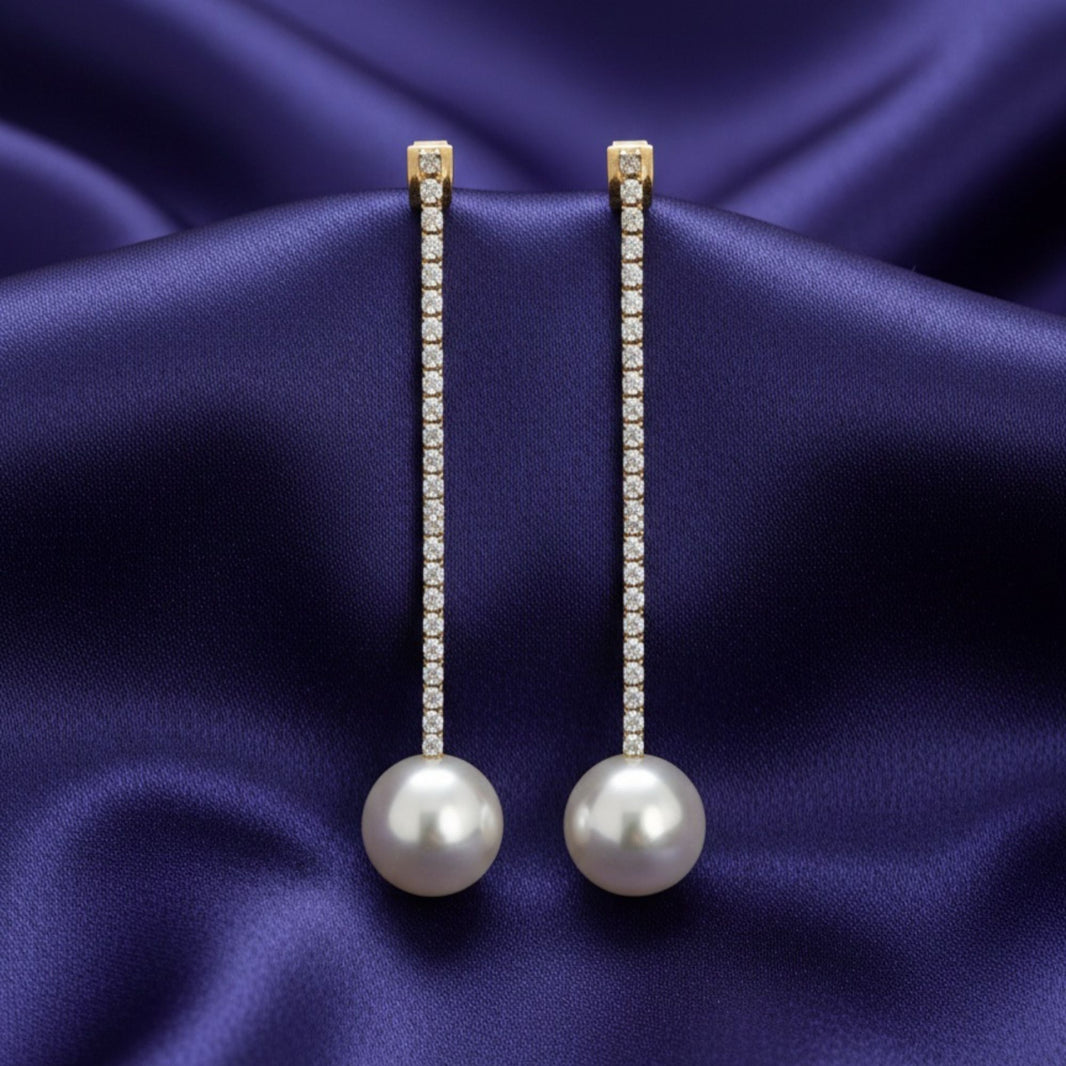 18K Gold Plated Pearl Drop Bar Earrings