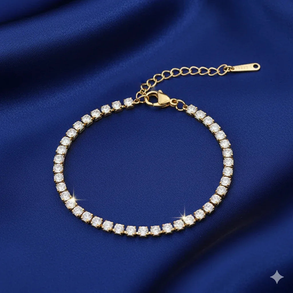 18K Gold Plated Classic Zircon Tennis Bracelet - RACHIVA