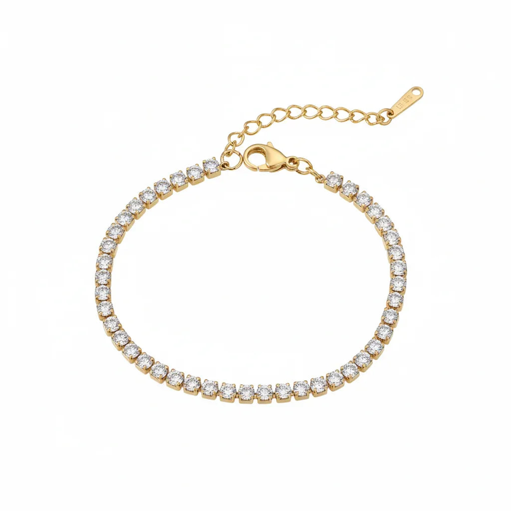 18K Gold Plated Classic Zircon Tennis Bracelet - RACHIVA