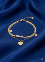 18K Gold Plated Heart Charm Baguette Bracelet - RACHIVA