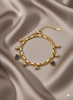 18K Gold Plated Black Heart Charm Bracelet - RACHIVA