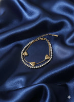 18K Gold Plated Dual Heart Tennis Bracelet - RACHIVA
