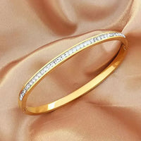 18K Gold Plated Classic Zircon Bangle Bracelet - RACHIVA